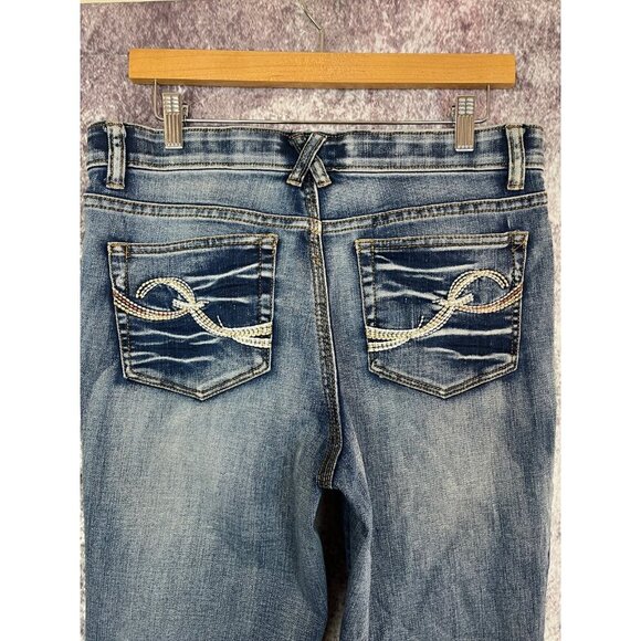 Rods.com Jeans Women 9/10 x 34 Blue Distressed Western Rodeo Embroidered Studded - Picture 10 of 13